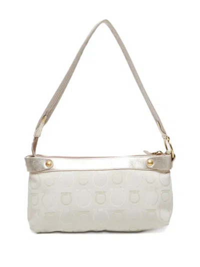 Pre-owned Ferragamo 2000s Gancini-pattern Shoulder Bag In Neutral