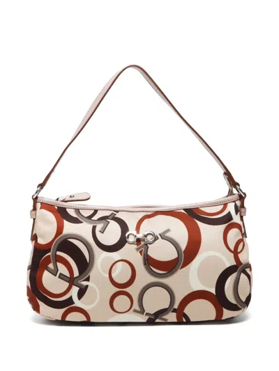 Pre-owned Ferragamo 2000s Gancini-print Shoulder Bag In Neutrals