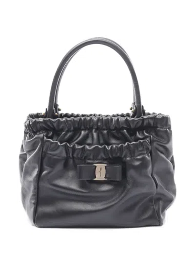 Pre-owned Ferragamo 2000s Vara Ribbon Tote Bag In Black