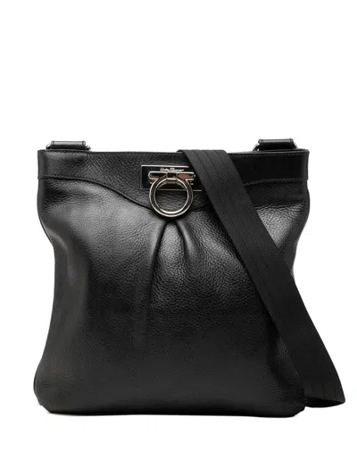 Pre-owned Ferragamo 2006-2010 Grained Calfskin Graziella Crossbody Bag In Black