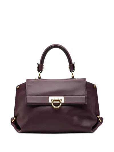 Pre-owned Ferragamo 2009-2013 Small Leather Gancini Sofia Satchel In Purple