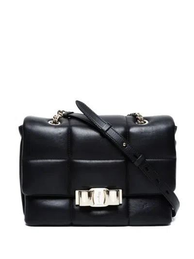Pre-owned Ferragamo 2010-2020s Matelasse Vara Quilted Chain Shoulder Bag In Black
