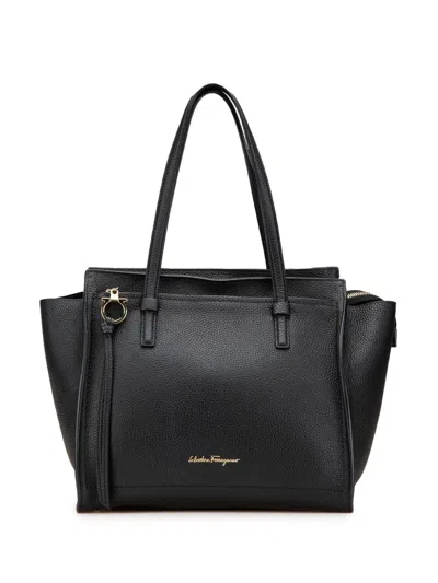 Pre-owned Ferragamo 2010-2024 Medium Hammered Calfskin Amy Double Handle Tote Bag