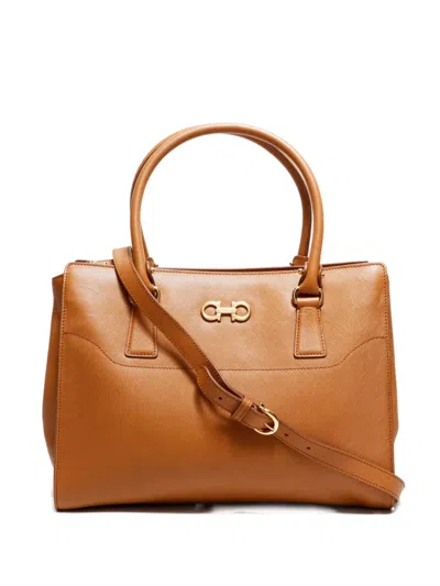 Pre-owned Ferragamo 2010-2025 Beky Two-way Handbag In Brown