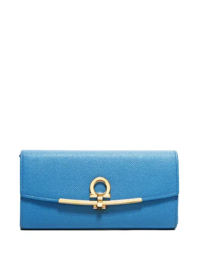Pre-owned Ferragamo 2010-2025 Ganchini Wallet In Blue