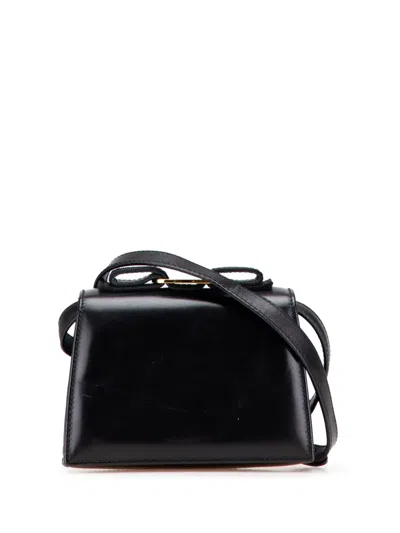 Pre-owned Ferragamo 2010-2025 Mini Leather Vara Bow Crossbody Bag In Black