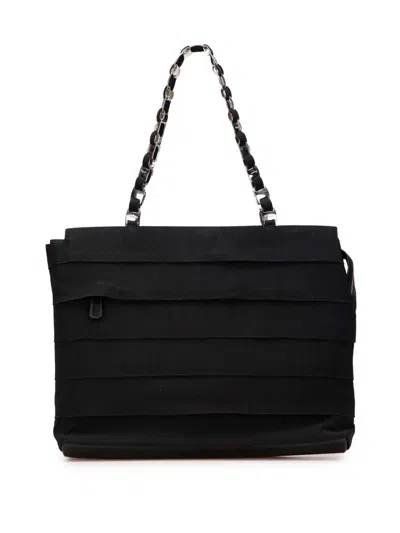 Pre-owned Ferragamo 2010-2025 Nylon Tiered Grosgrain Tote Bag