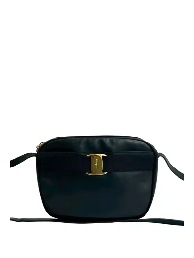 Pre-owned Ferragamo 2010-2026 Calfskin Vara Crossbody Bag In Blue