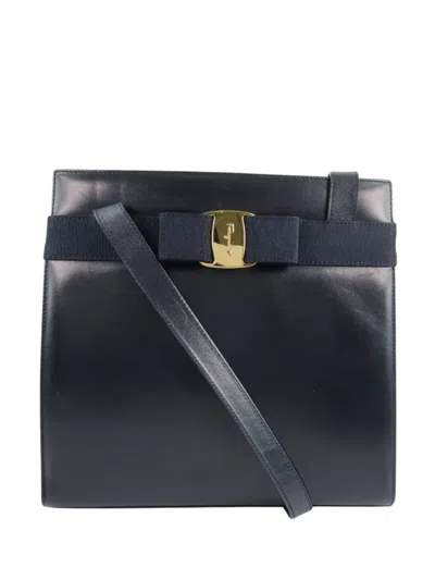 Pre-owned Ferragamo 2010-2026 Leather Vara Bow Shoulder Bag In Blue