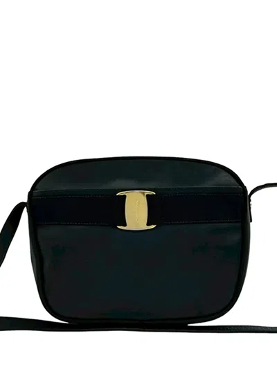 Pre-owned Ferragamo 2010-2026 Calfskin Vara Crossbody Bag In Blue