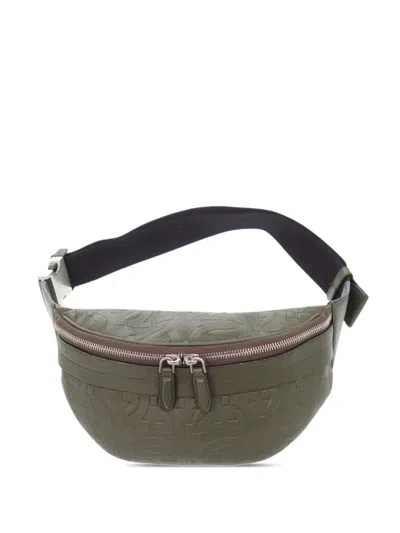 Pre-owned Ferragamo 2010-2026 Gancini Embossed Leather Belt Bag In Brown