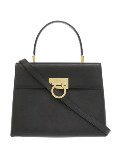 Pre-owned Ferragamo 2010-2026 Gancini Satchel In Black