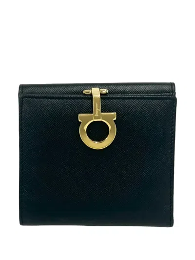 Pre-owned Ferragamo 2010-2026 Leather Gancini Bifold Wallet Small Wallets In Black