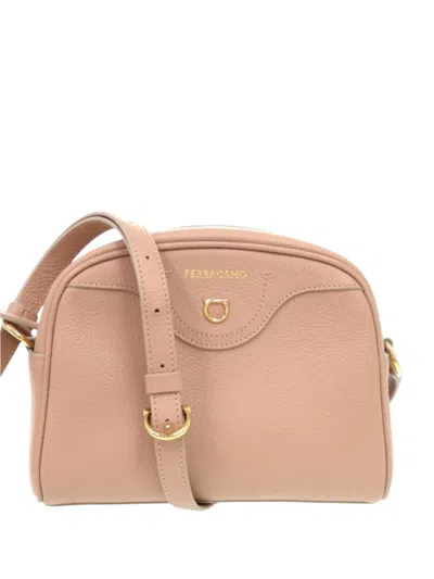 Pre-owned Ferragamo 2010-2026 Leather Gancini Eram Crossbody Bag In Pink