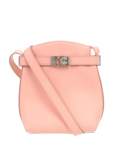 Pre-owned Ferragamo 2010-2026 Leather Gancini Hug Phone Holder Crossbody Bag In Pink