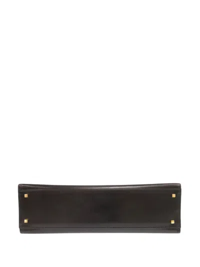 Pre-owned Ferragamo 2010-2026 Leather Gancini Iconic Top Handle Bag Satchel In Black