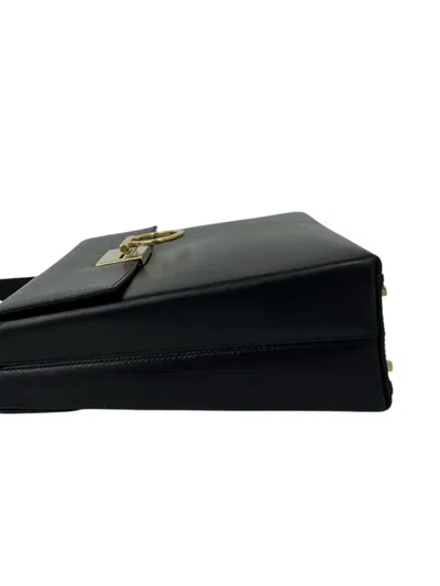 Pre-owned Ferragamo 2010-2026 Leather Gancini Satchel In Black
