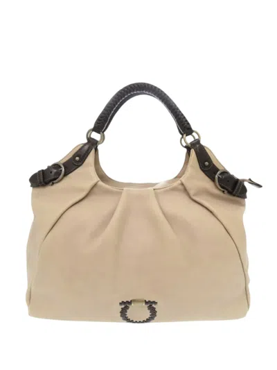 Pre-owned Ferragamo 2010-2026 Leather Gancini Tote Bag In Neutral