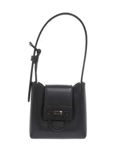 Pre-owned Ferragamo 2010-2026 Leather Gancini Trifoglio Handbag In Black