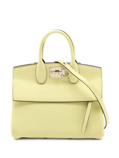 Pre-owned Ferragamo 2010-2026 Leather Studio Satchel In Yellow