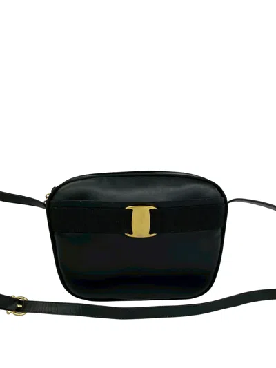Pre-owned Ferragamo 2010-2026 Leather Vara Bow Crossbody Bag In Black