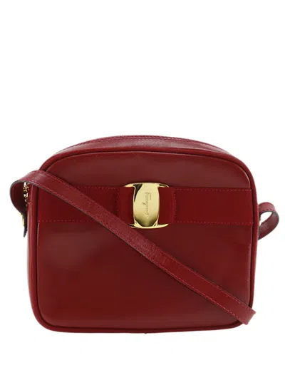 Pre-owned Ferragamo 2010-2026 Leather Vara Bow Crossbody Bag In Red