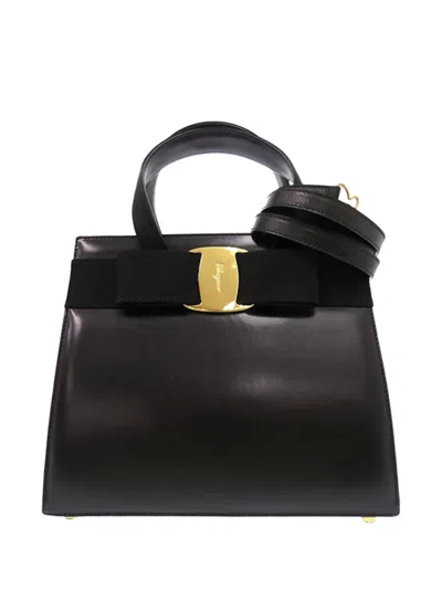 Pre-owned Ferragamo 2010-2026 Leather Vara Bow Satchel In Black