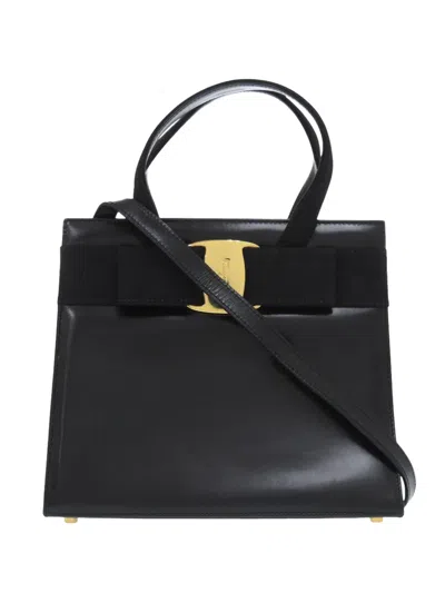 Pre-owned Ferragamo 2010-2026 Leather Vara Bow Satchel In Black