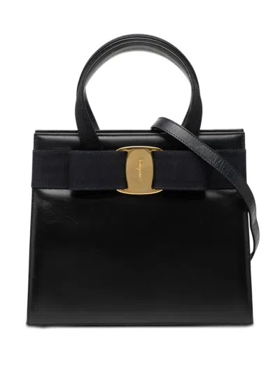 Pre-owned Ferragamo 2010-2026 Leather Vara Bow Satchel In Black