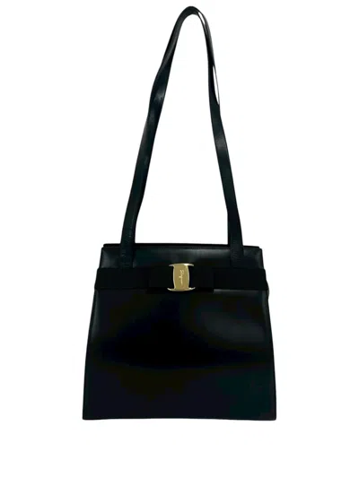 Pre-owned Ferragamo 2010-2026 Leather Vara Tote Bag In Black