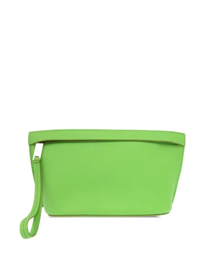 Pre-owned Ferragamo 2010-2026 Leather Wristlet Clutch Bag In Green