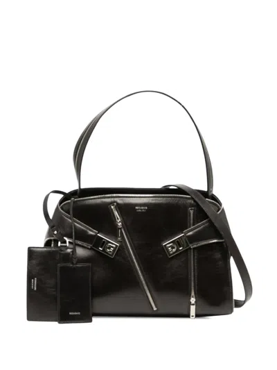 Pre-owned Ferragamo 2010-2026 Medium Calfskin Multi Zip Hug Bag Satchel In Black