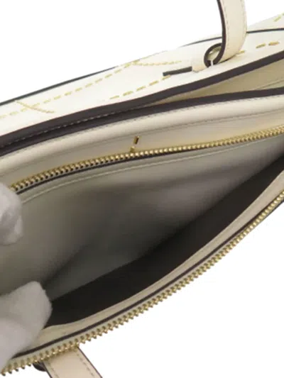Pre-owned Ferragamo 2010-2026 Medium Stitched Leather Amy Tote Bag In White