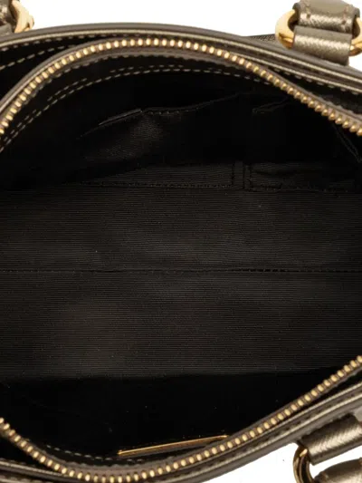 Pre-owned Ferragamo 2010-2026 Metallic Leather Gancini Batik Satchel In Gold