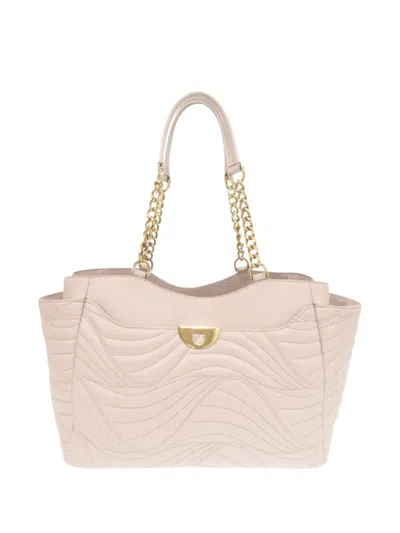 Pre-owned Ferragamo 2010-2026 Quilted Leather Lianne Tote Bag In Pink
