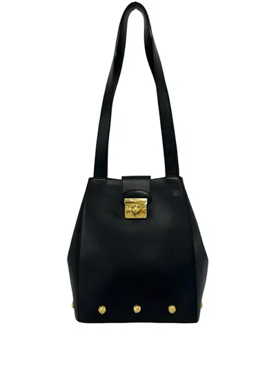 Pre-owned Ferragamo 2010-2026 Studded Leather Tote Bag In Black