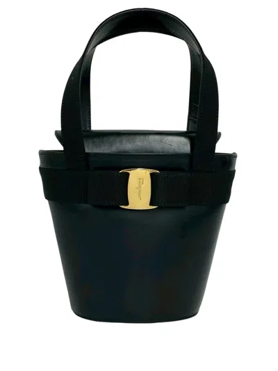 Pre-owned Ferragamo 2010-2026 Vara Bow Bucket Bag In Black