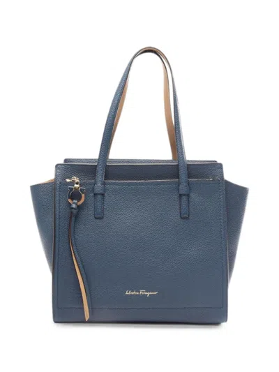 Pre-owned Ferragamo 2010s Amy Gancini Tote Bag In Blue