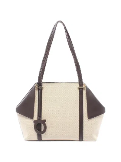 Pre-owned Ferragamo 2010s Braided Handle Tote Bag In Neutrals