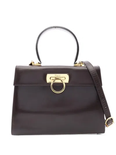 Pre-owned Ferragamo 2010s Gancini Flip-lock Tote Bag In Brown