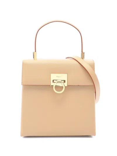 Pre-owned Ferragamo 2010s Gancini Flip-lock Tote Bag In Neutrals