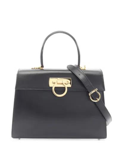 Pre-owned Ferragamo 2010s Gancini Satchel Bag In Black