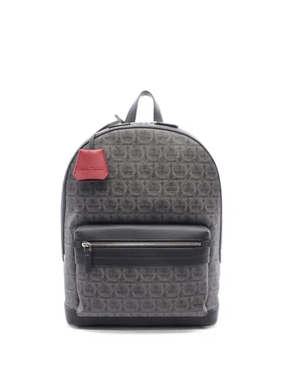 Pre-owned Ferragamo 2010s Gancini-pattern Backpack In Grey