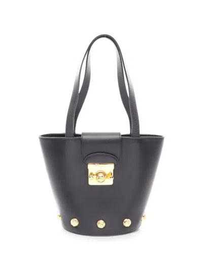 Pre-owned Ferragamo 2010s Heel Leather Handbag In Black