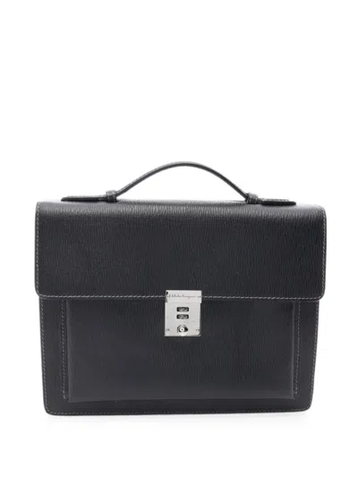 Pre-owned Ferragamo 2010s Textured Leather Tote Bag In Black