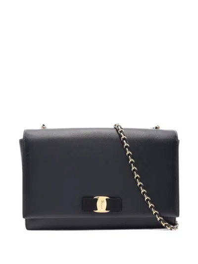 Pre-owned Ferragamo 2010s Vara Bow Shoulder Bag In Black