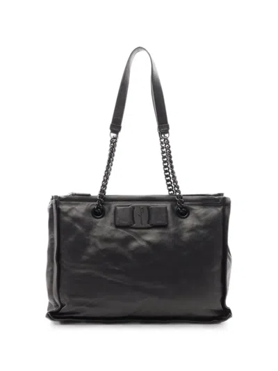Pre-owned Ferragamo 2010s Vara Ribbon Tote Bag In Black