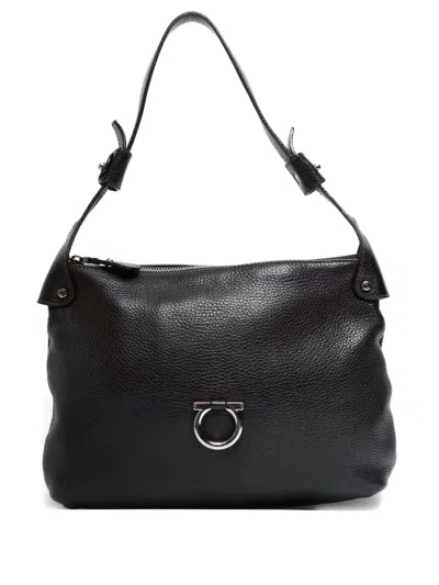 Pre-owned Ferragamo 2015-2025 Ganchini Leather Shoulder Bag In Brown