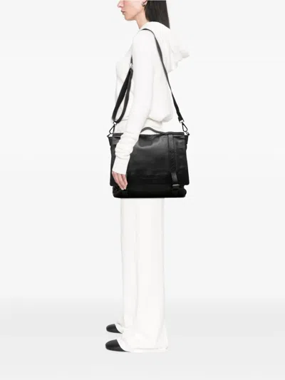 Pre-owned Ferragamo 2015 Gancini Trimmed Calfskin Messenger Bag Satchel In Black