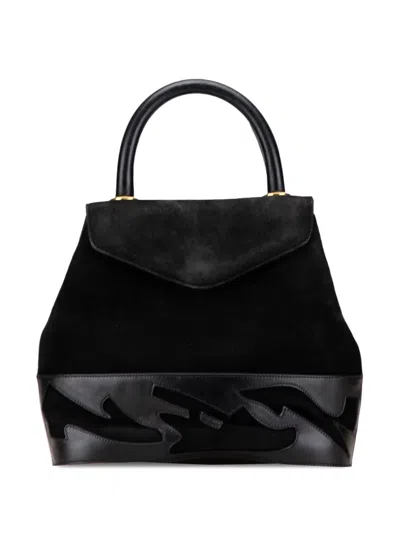 Pre-owned Ferragamo 2016 Suede Handbag In Black